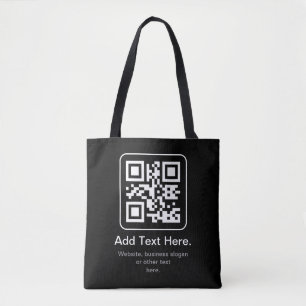 Bolsa Tote Código QR Modern Escaneável Preto Branco e Cinza