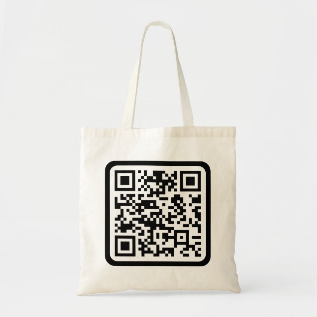 Bolsa Tote Código QR moderno editável | Branco preto ou qualq (Frente)