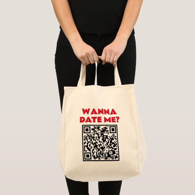 Bolsa Tote Código QR Personalizado – Quer Namorar/Casar Comig (Frente (produto))