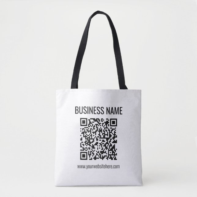 Bolsa Tote Código QR personalizável e nome comercial (Frente)