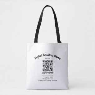 Bolsa Tote Código QR - Preto e Branco Simples Clara