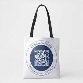 Bolsa Tote Código QR & Texto personalizáveis | Azul-marinho e