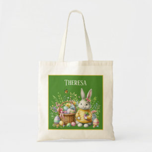 Bolsa Tote Coelhinha de Páscoa moças de aquarela adiciona nom