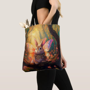 Bolsa Tote Coelhinho branco numa floresta encantada