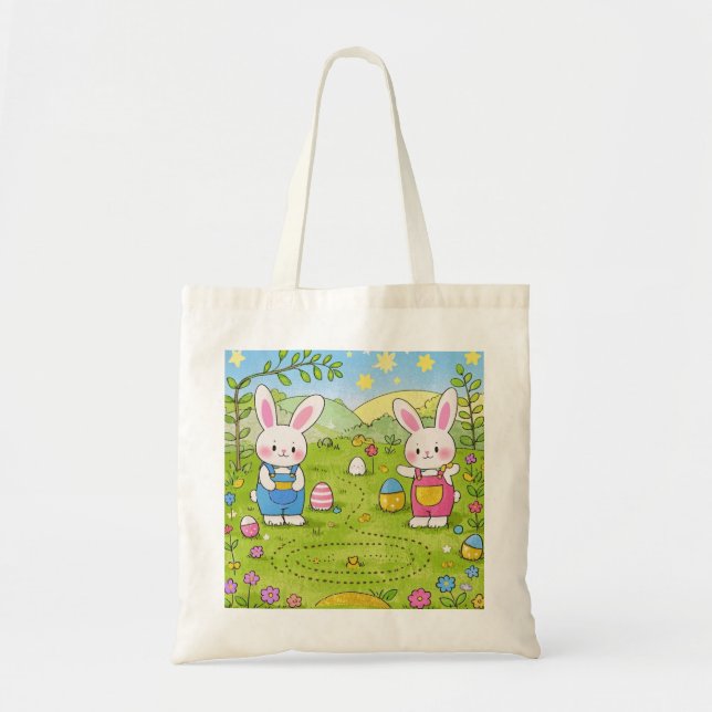 Bolsa Tote Coelhinho de cartum com cenoura (Frente)