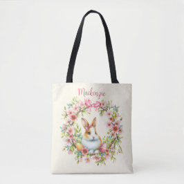 Bolsa Tote Coelhinho de Páscoa de Aquarelas Personalizado