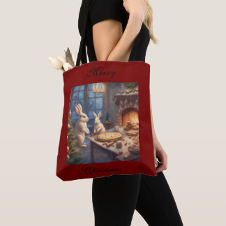 Bolsa Tote Coelhinhos Natalinos Caprichosos Fazendo compras d