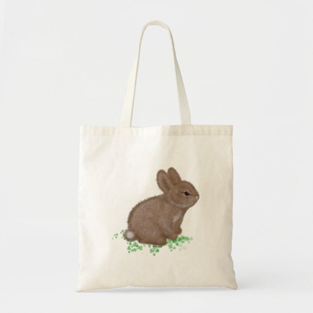 Bolsa Tote Coelho Adorável em Trevo (Frente)