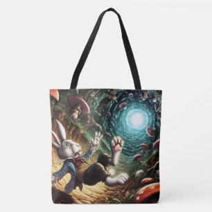Bolsa Tote Coelho Apavorado Caindo pelo Buraco do Coelho
