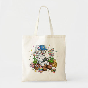 Bolsa Tote Coelho Branco do Dia das Bruxas Jogador de Videoga