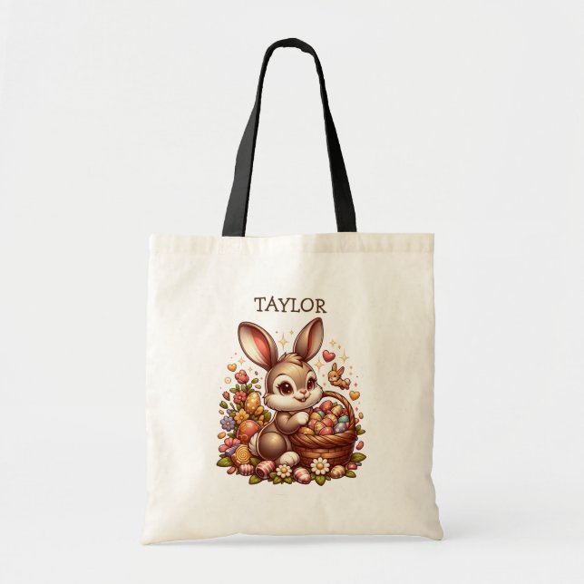 Bolsa Tote Coelho Coelho Personalizado da Páscoa (Frente)