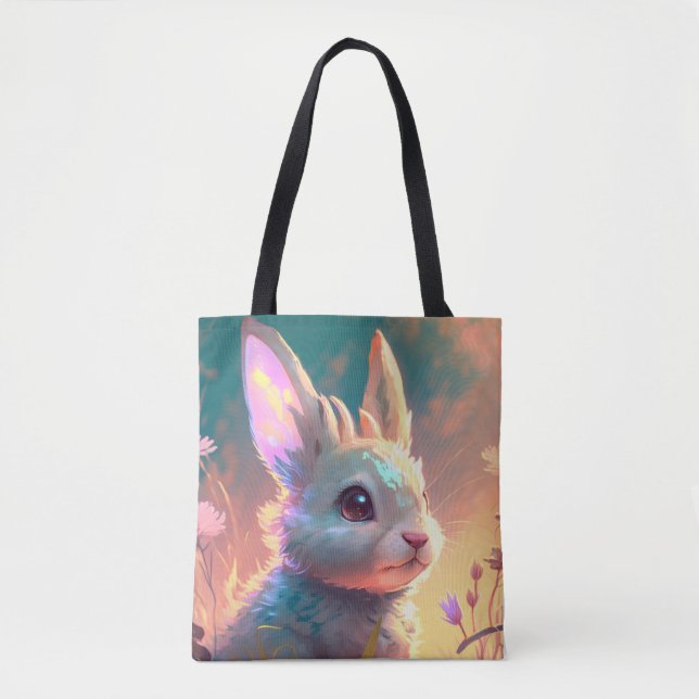 Bolsa Tote Coelho Coelho Retrato Animal Pintura Da Vida Selva (Frente)