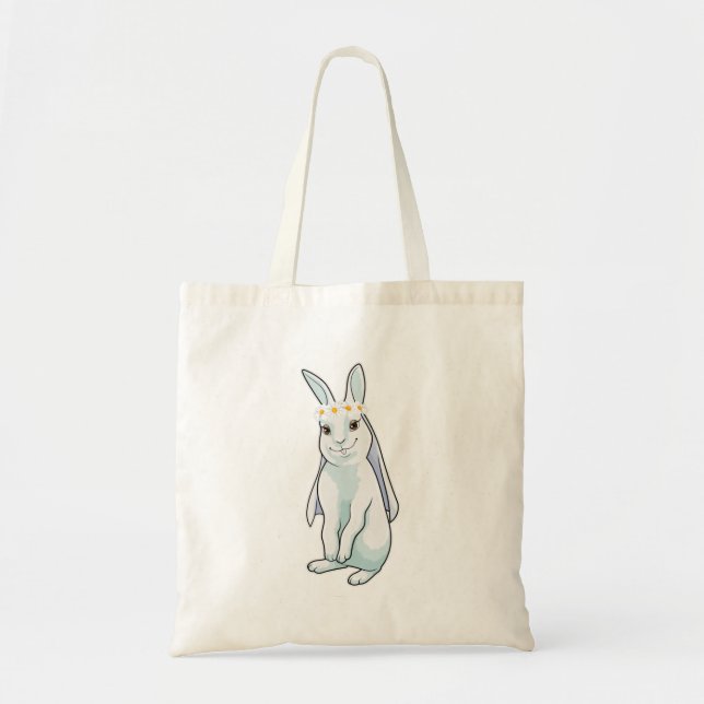 Bolsa Tote Coelho como Noiva com Coroa de flores (Frente)