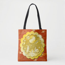 Bolsa Tote Coelho da Lua Dourada do Festival de outono do méd