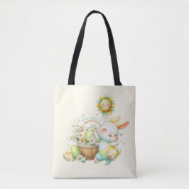 Bolsa Tote Coelho da Páscoa Personalizado em Aquarela