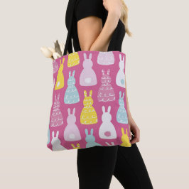Bolsa Tote Coelho da Páscoa Rosa Padrão Fofo