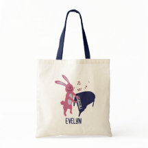 Coelho de desenho animado tocando piano personaliz