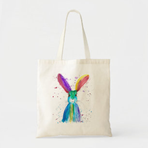 Bolsa Tote Coelho de Lebre Colorida com Aquarelas com Aquarel