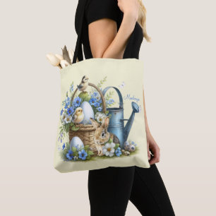 Bolsa Tote Coelho de Páscoa Aquarela Personalizado