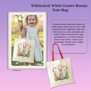 Bolsa Tote Coelho de Páscoa Branco Caprichoso