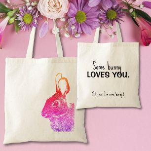 Bolsa Tote Coelho de Páscoa Colorido Arco-Íris Minimalista Si