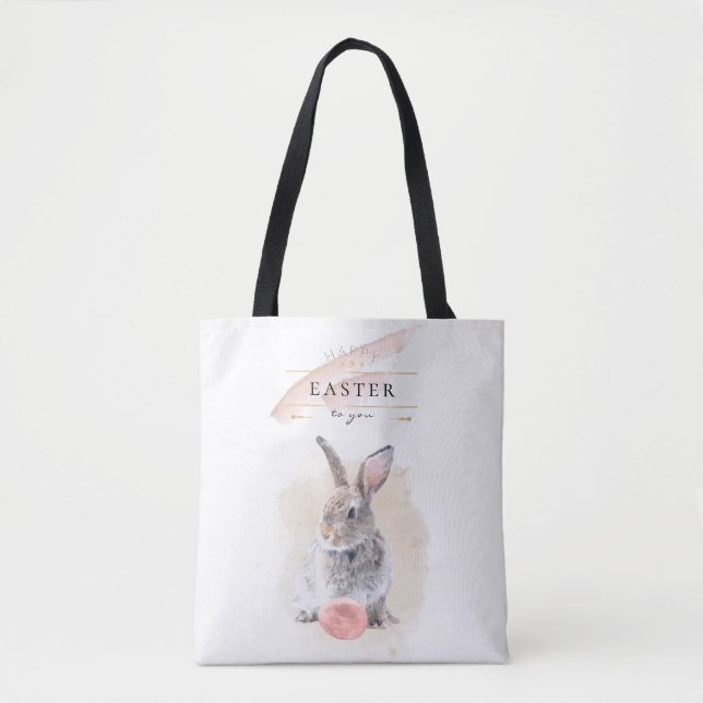 Bolsa Tote Coelho de Páscoa Elegante | Feliz Páscoa Arte em A (Frente)