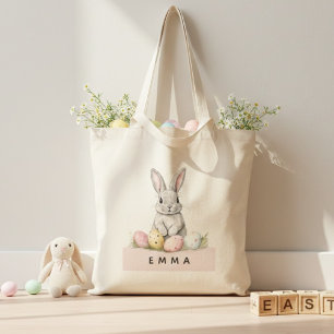 Bolsa Tote Coelho de Páscoa Personalizado com Nome 
