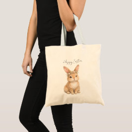 Bolsa Tote Coelho de Páscoa Vintage Aquarela