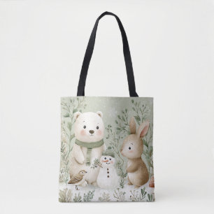 Bolsa Tote Coelho de Urso da Floresta de Madeira Homem de Nev