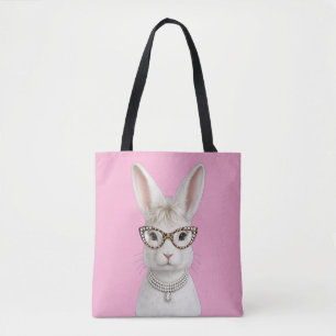 Bolsa Tote Coelho Fashion Divertido com Óculos de Leopardo