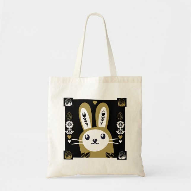 Bolsa Tote Coelho Fofinho de Férias de Páscoa (Frente)