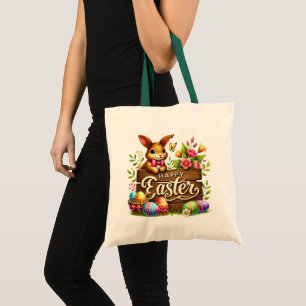 Bolsa Tote Coelho fofo de Páscoa feliz
