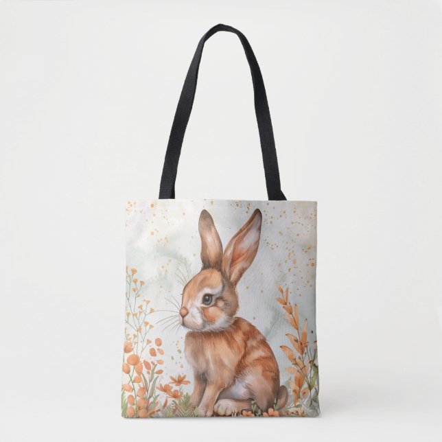Bolsa Tote Coelho Fofo de Primavera (Frente)