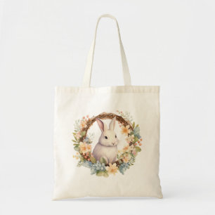 Bolsa Tote Coelho Pálido com Flores de Primavera