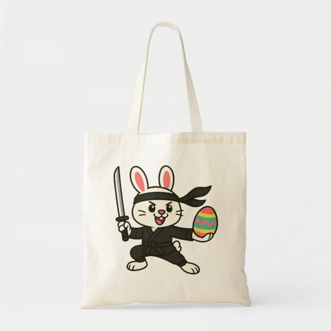 Bolsa Tote Coelho/Pascoal ninja desenho animado (Frente)