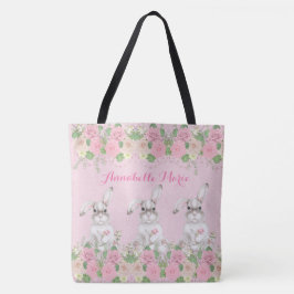 Bolsa Tote Coelho Precioso Floral Rosa Rosa