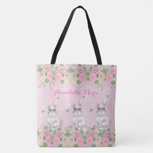 Bolsa Tote Coelho Precioso Floral Rosa Rosa