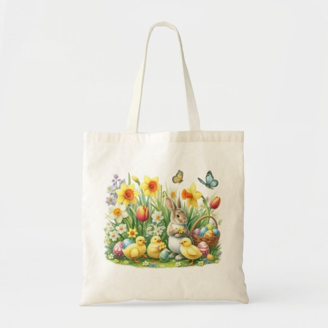 Bolsa Tote Coelho/primavera Clássico/Vintage/frango (Frente)
