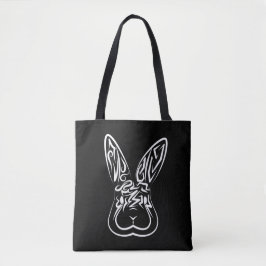 Bolsa Tote Coelho Tribal Negro e Branco