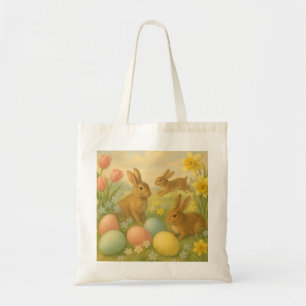 Bolsa Tote Coelho Vintage/Ovo de Páscoa/Primavera