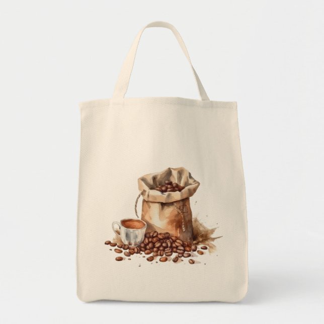 Bolsa Tote Coffee Brown Coffee Watercolor (Frente)