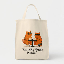 Bolsa Tote Coffee Date Cat Couple Tote Bag