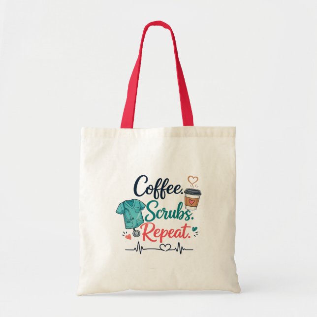 Bolsa Tote Coffee. Scrubs. Repeat. (Frente)