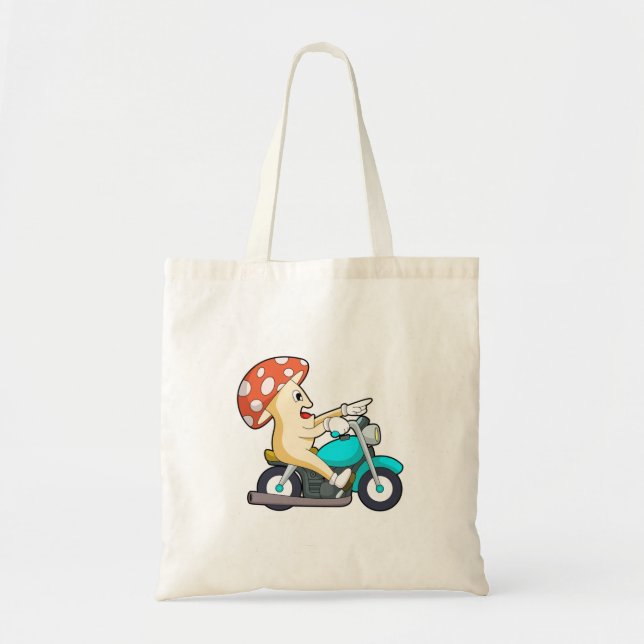Bolsa Tote Cogumelo como Biker com Motocicleta (Frente)