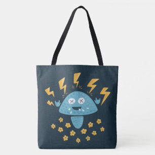 Bolsa Tote Cogumelo engraçado do hard rock dos desenhos