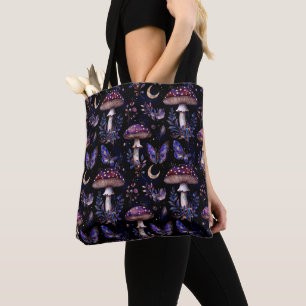 Bolsa Tote Cogumelo Floral Borboleta Celestial Bruxa Escura