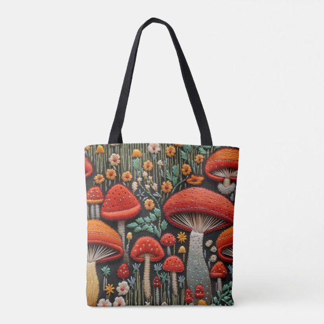 Bolsa Tote Cogumelos bordados (Verso)