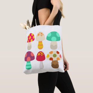 Bolsa Tote Cogumelos coloridos