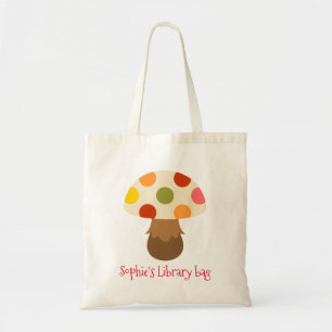 Bolsa Tote Cogumelos coloridos, biblioteca tote bag