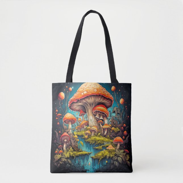 Bolsa Tote Cogumelos Selvagens Na Floresta (Frente)